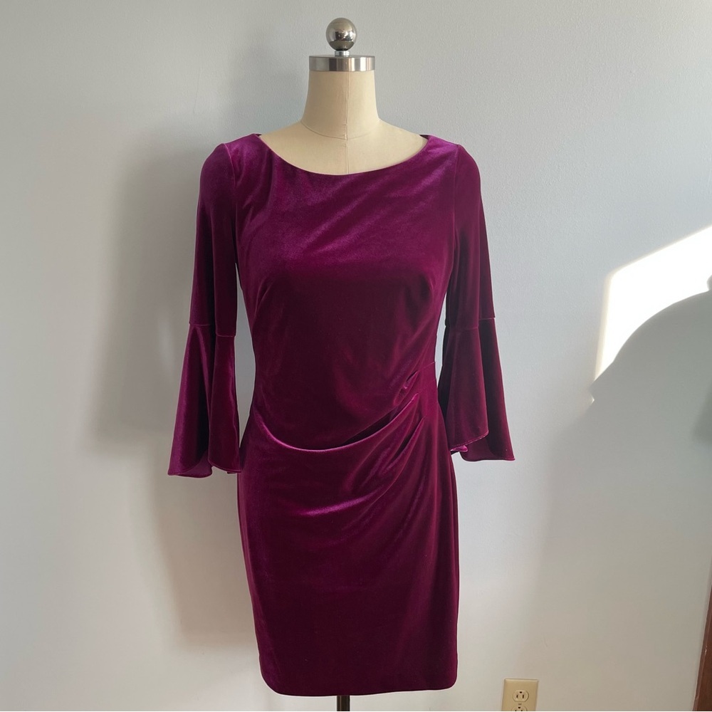 Lauren Ralph Lauren Elegant Velvet Dress- Bell Sleeve- Purple- Size 10